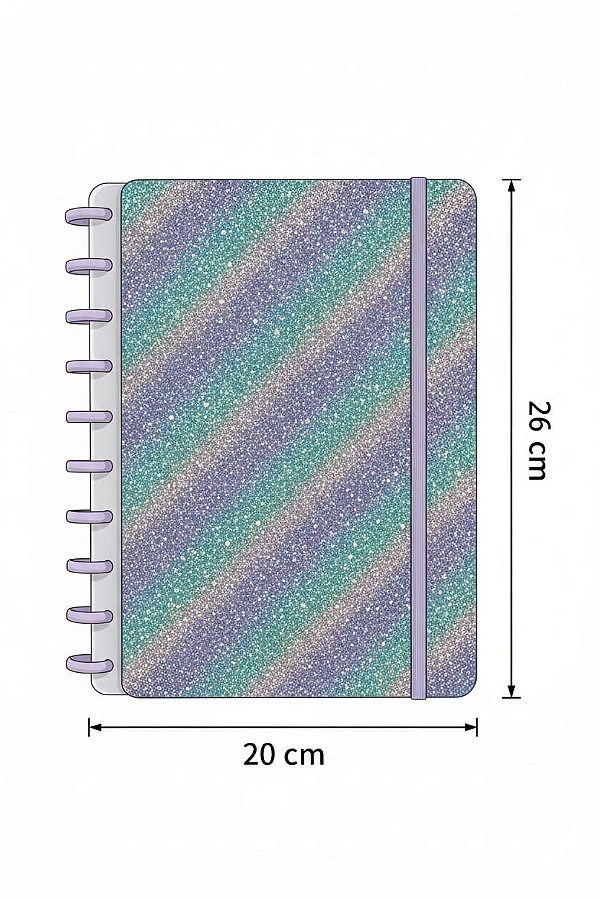 CADERNO INTELIGENTE CAPA DURA ASPIRAL A5 GLITTER