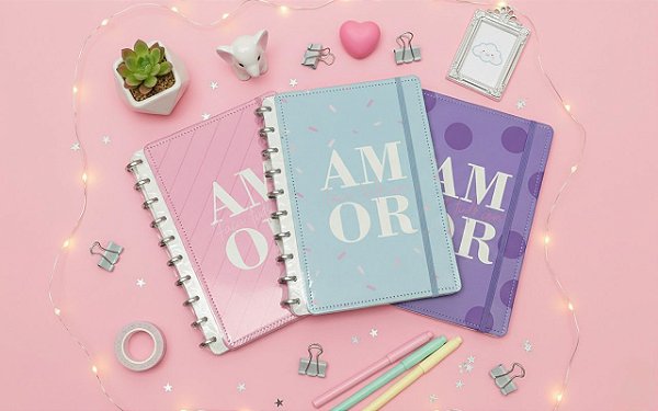 CADERNO INTELIGENTE CAPA DURA ASPIRAL A5 AMOR