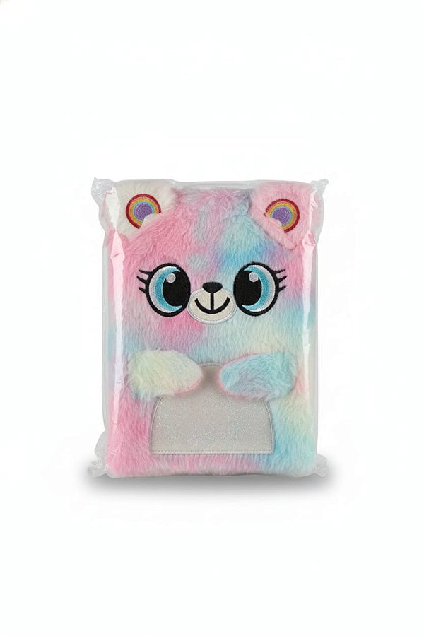 CADERNO PELÚCIA URSO COLORIDO