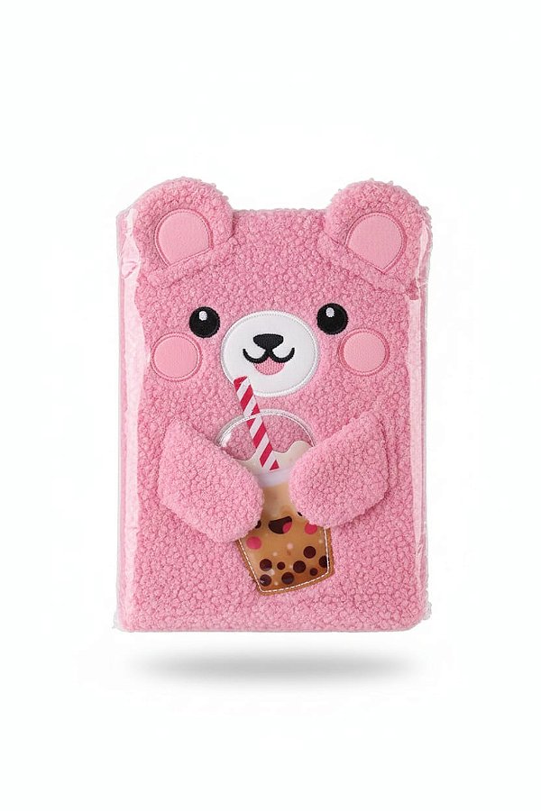 CADERNO PELÚCIA URSO ROSA