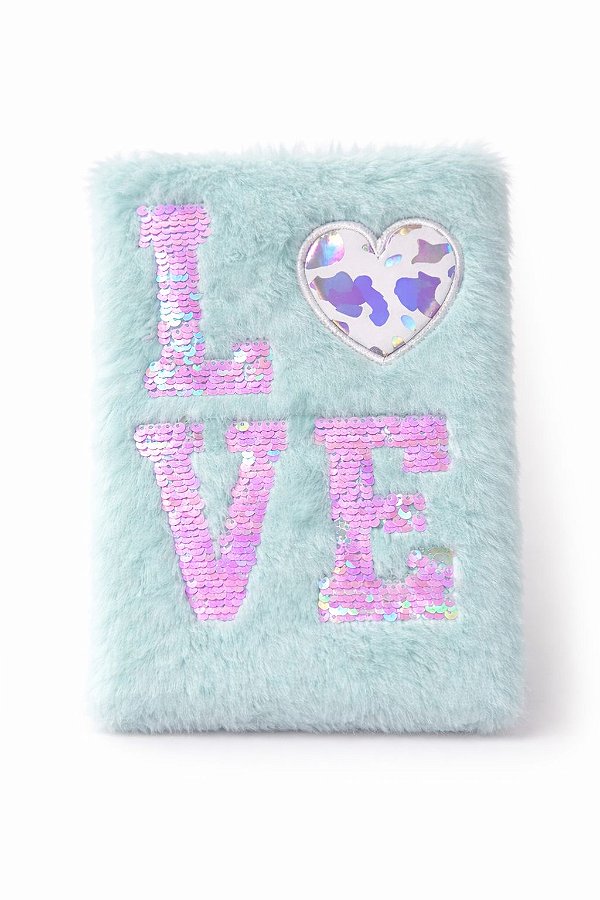 CADERNO PELÚCIA LOVE VERDE A5