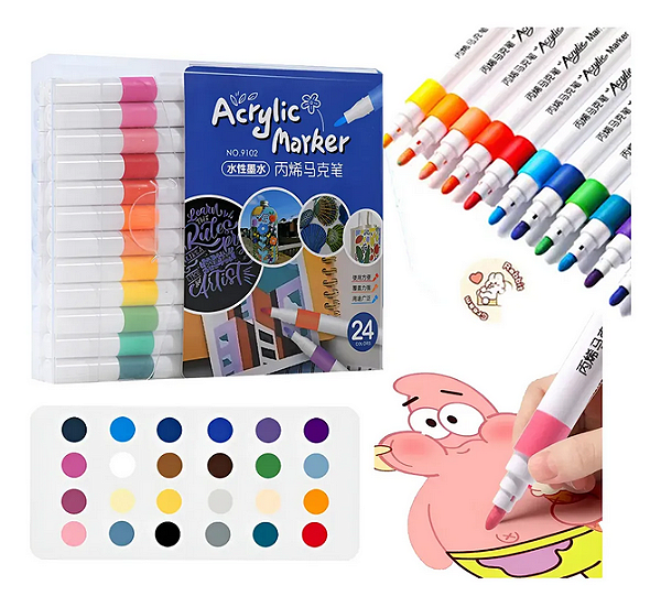 CANETINHA ACRILICA 24 CORES