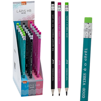 LÁPIS HB ESTAMPADO SÁTIRA - RESINA TRIANGULAR CAIXA C/18 UNIDADES