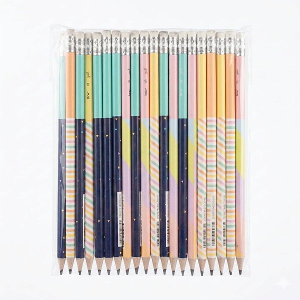 LÁPIS HB - ESTAMPADO ENJOY - RESINA REDONDO COM BORRACHA KIT C/36 UNID BRW