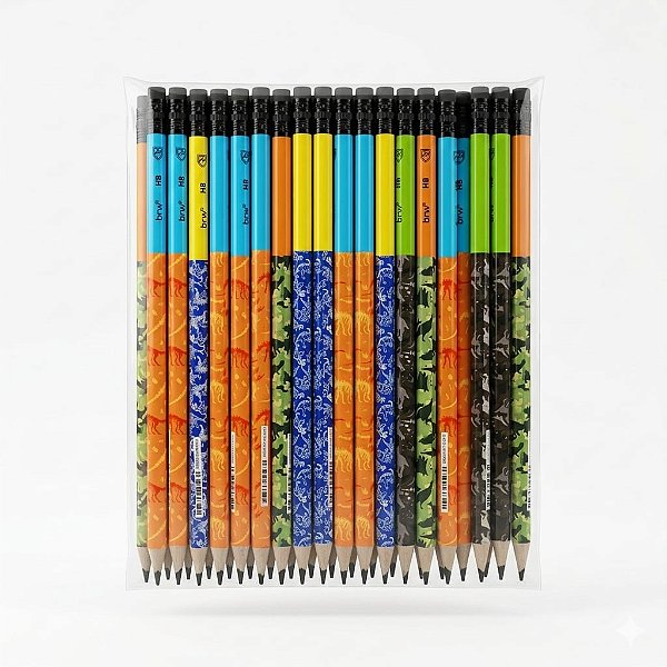 LÁPIS HB - ESTAMPADO RAPTORS - RESINA REDONDO COM BORRACHA KIT C/36 UNID BRW