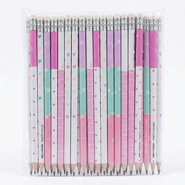 LÁPIS HB ESTAMPADO S2 - RESINA PLÁSTICA REDONDO COM BORRACHA KIT C/36 UNID BRW