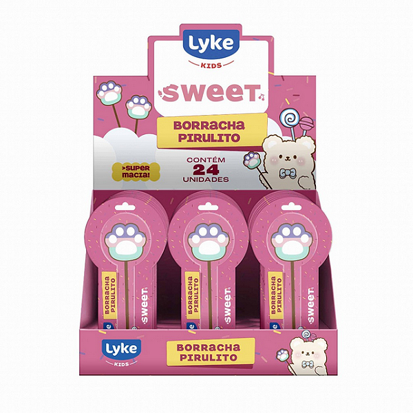 BORRACHA ESCOLAR PIRULITO CX C/24 LYKE