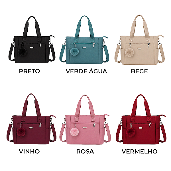 BOLSA TRANSVERSAL FEMININA C/ POMPOM