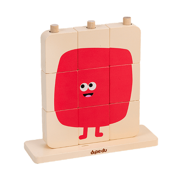 BRINQ. MAD. BLOCO DE ENCAIXE JUNIOR - 9 PEÇAS BRW
