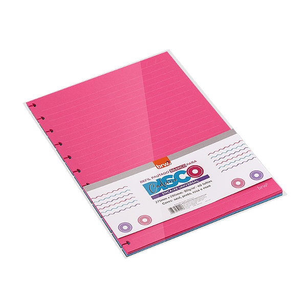 REFIL MIOLO COLORIDO CAD DISCO PAUT - 275 X 200 - 200FLS - PCT C/5UN C/40FLS BRW