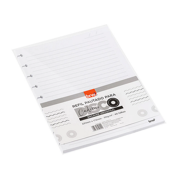 REFIL MIOLO BRANCO CAD DISCO PAUT - 231 X 172 - 200FLS C/40FLS BRW