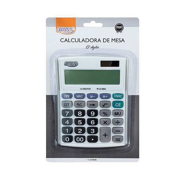 CALCULADORA GRANDE 12 DÍGITOS SOLAR - BRANCA BRW
