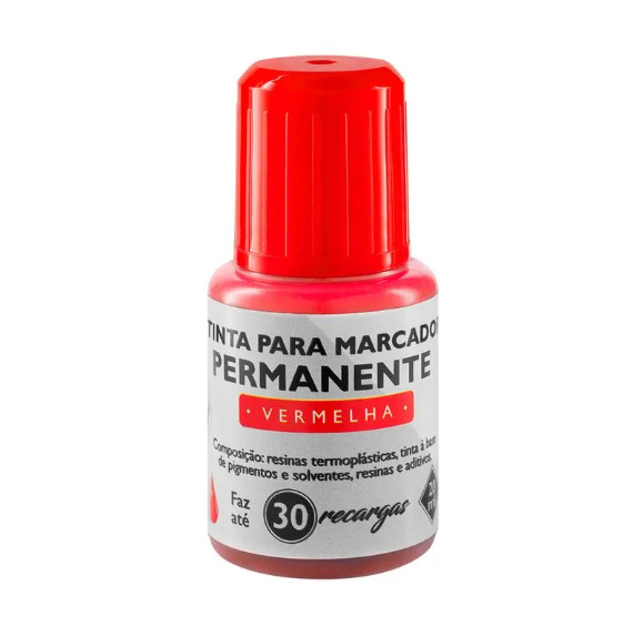 TINTA PARA MARCADOR PERMANENTE VERMELHO - 20ML UNIDADE BRW