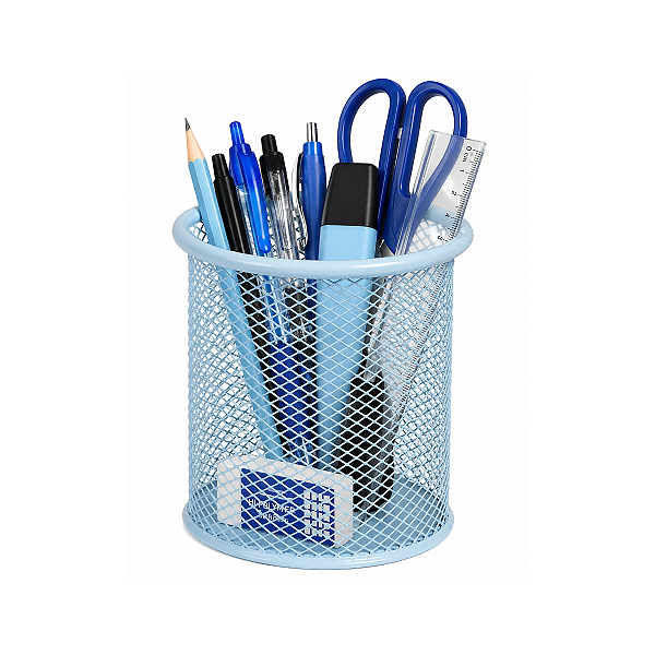 PORTA CANETA ARAMADO - REDONDO - AZUL PASTEL BRW