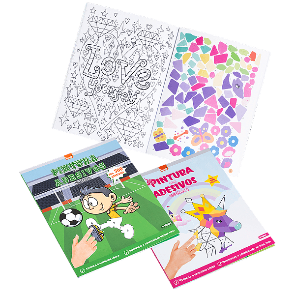 LIVRO DE PINTURA COM ADESIVOS - FUTEBOL E UNICORNIOS - UNIDADE BRW