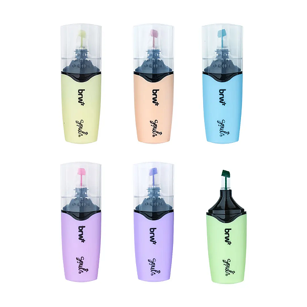 MARCA-TEXTO COR NEON MINI PT TRANSP - 6 CORES - BRW - UNIDADE