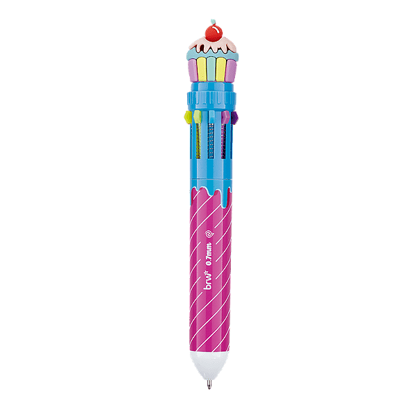 CANETA ESFEROGRÁFICA DIVERT 0.7MM - TUTTI FRUTTI - 10 CORES BRW - UNIDADE