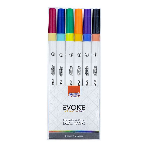 MARCADOR DUAL MAGIC BRUSH PEN  BLISTER C/ 6 BRW