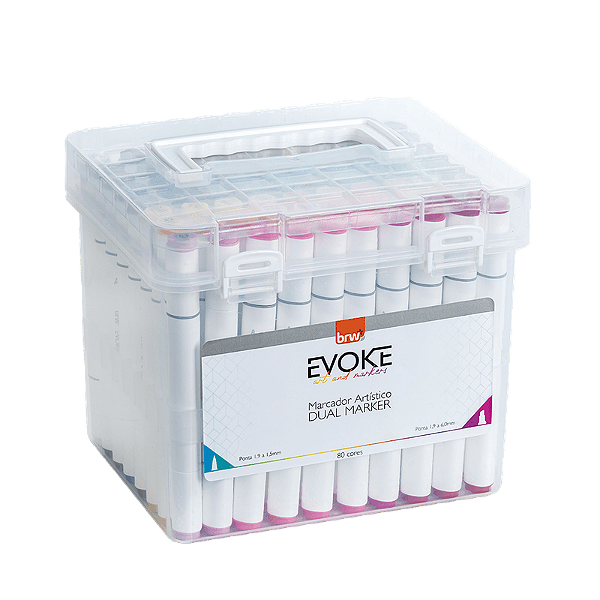 MARCADOR ARTÍSTICO EVOKE DUAL MARKER - ESTOJO 80 CORES (EMBALAGEM DANIFICADA)