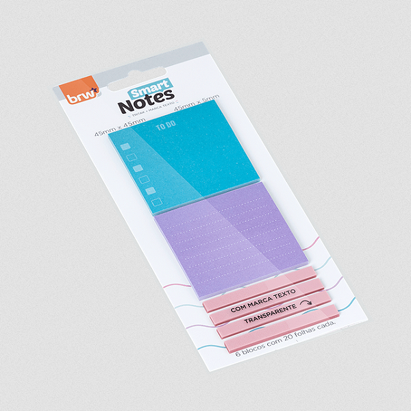 BLOCO SMART NOTES TRITAK AURORA - 20 FLS - BLISTER C/ 3 BLOCOS BRW