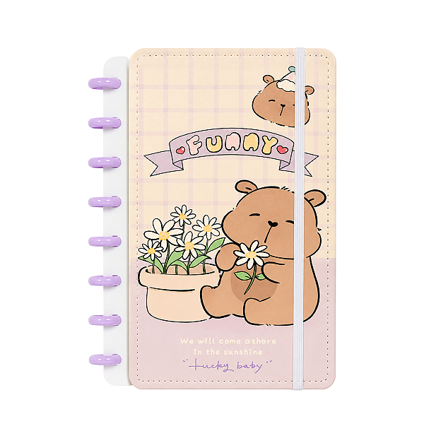 CADERNO INTELIGENTE DE DISCO CAPIVARA CUTE A5