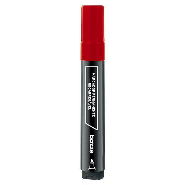 MARCADOR PERMANENTE  RECARREGÁVEL  BAZZE UNIDADE VERMELHO