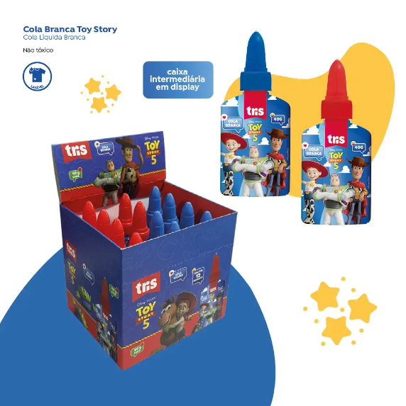 COLA BRANCA TOY STORY 40G CX C/ 12UN TRIS