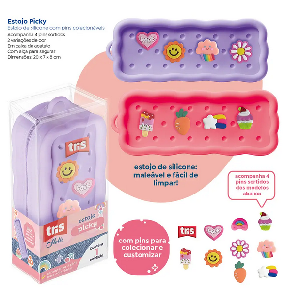 ESTOJO SILICONE HOLIC PICKY + PINS TRIS UNIDADE