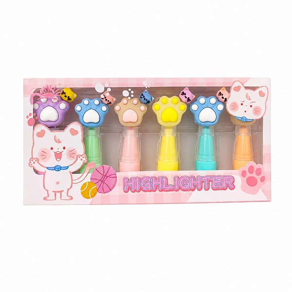MARCA TEXTO PATINHA DE GATO KIT C/ 6UN