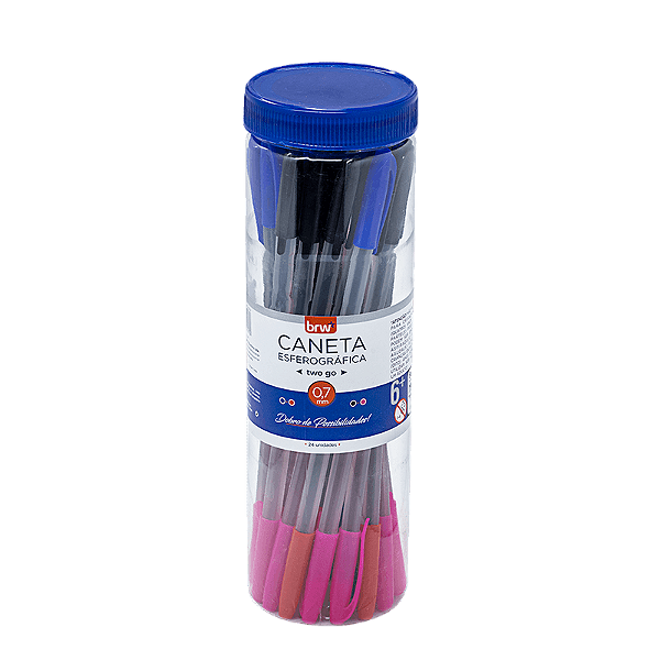 CANETA ESFEROGRAFICA 0,7MM TWO GO POTE C/24 UNIDADES BRW