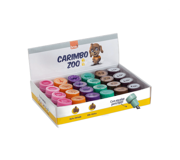 CARIMBO PLÁSTICO INFANTIL ZOO BRW CX C/24 UNIDADES