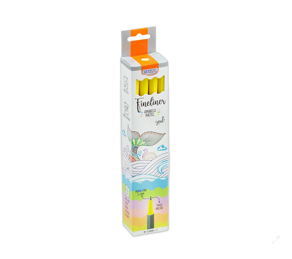 CANETINHA HIDROGRÁFICA FINE LINER 0.4MM AMARELO PASTEL BRW CX C/12 UNIDADES