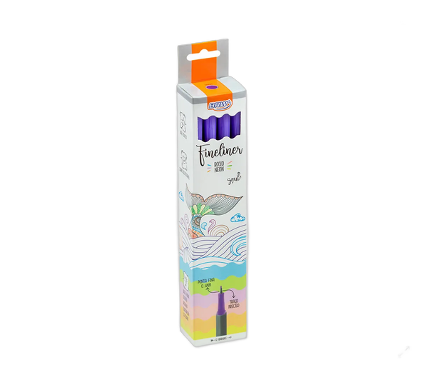 CANETINHA HIDROGRÁFICA FINE LINER 0.4MM ROXO NEON BRW CX C/12 UNIDADES