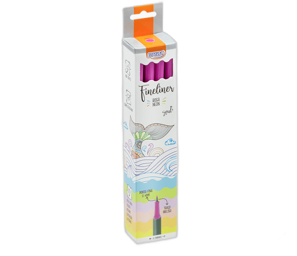 CANETINHA HIDROGRÁFICA FINE LINER 0.4MM PINK NEON BRW CX C/24 UNIDADES