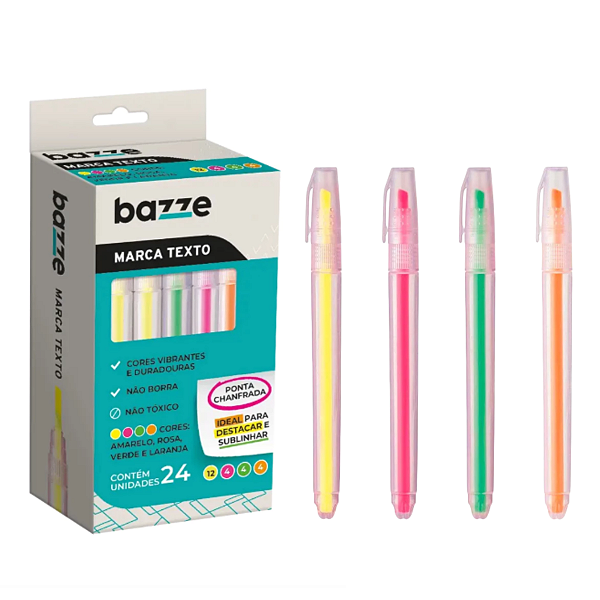 CX C/ 24 MARCA TEXTO BAZZE 4 CORES