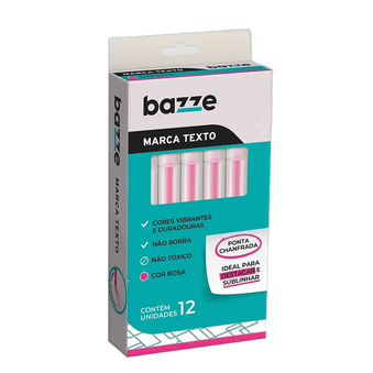 MARCA TEXTO ROSA CX C/12 UNID BAZZE