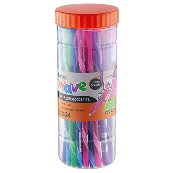 CANETA ESF WAVE 0.7 FASHION PT C/24 UNID BAZZE