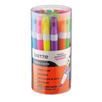 MARCA TEXTO NEON PT C/24 UNID BAZZE