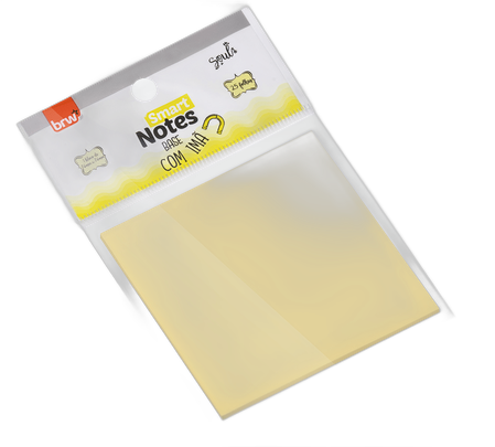 BLOCO SMART NOTES 76X76MM - AMARELO PASTEL C/ BASE IMÃ - 25FLS - 1 BLOCO BRW