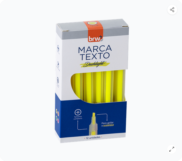 MARCA TEXTO DASHLIGHT- NEON AMARELO CX C/12UND BRW