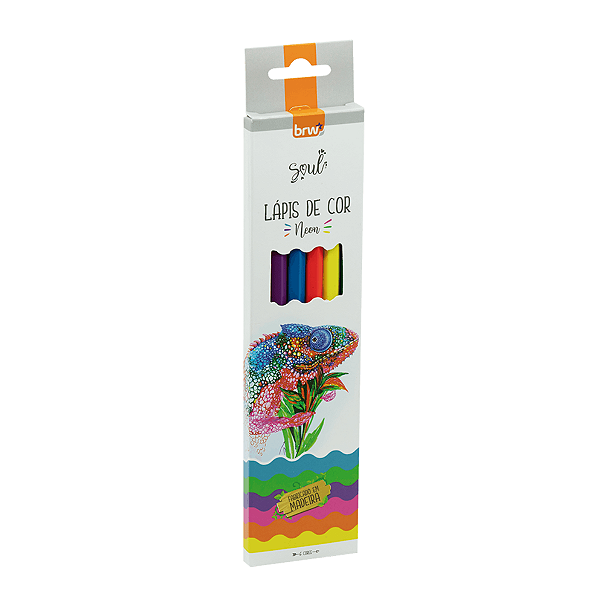 LÁPIS DE COR DE MADEIRA 6 CORES NEON -SEXTAVADO BRW