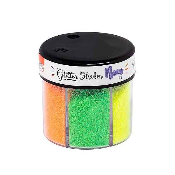 GLITTER SHAKER NEON 60G 6 CORES - DISPLAY C/ 6 POTES