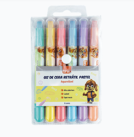 GIZ DE CERA RETRÁTIL - PASTEL - BLISTER C/ 6UN BRW