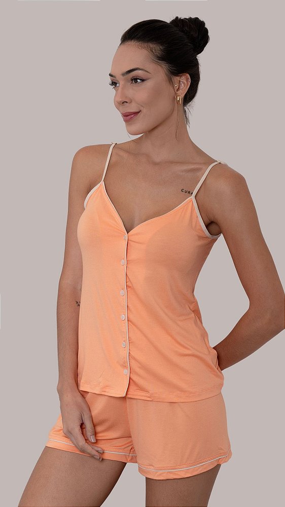 Candy Laranja - Pijama Americano Curto de Alcinha