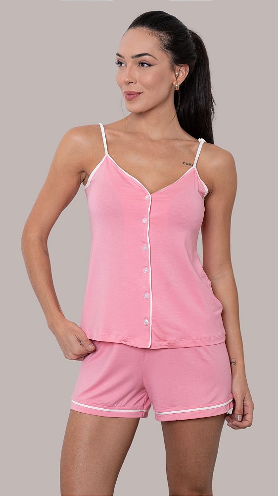 Rosa Baby - Pijama Americano Curto de Alcinha