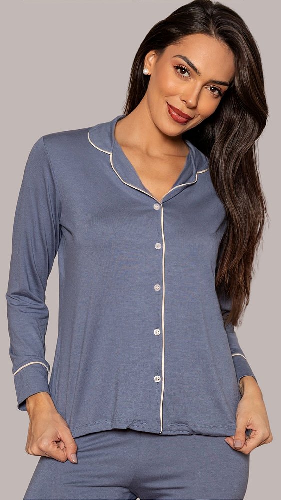 Azul Jeans- Pijama Americano Longo