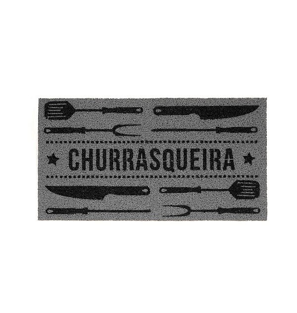 Capacho Kapazi Vinil Super Print Churrasqueira Cinza 40x75cm