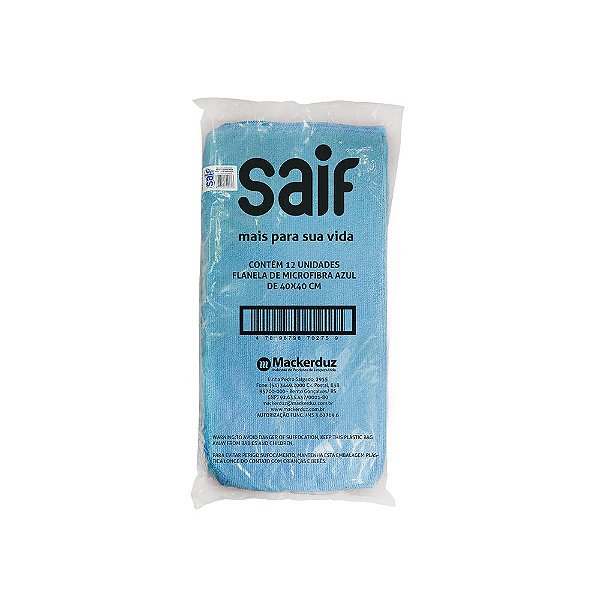 Flanela Microfibra Azul 40cm x 40cm Saif