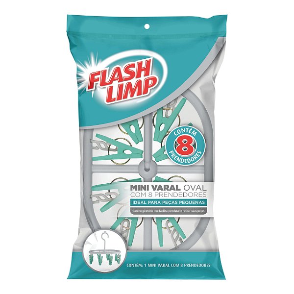 Mini Varal Oval 8 Prendedores - Flash Limp
