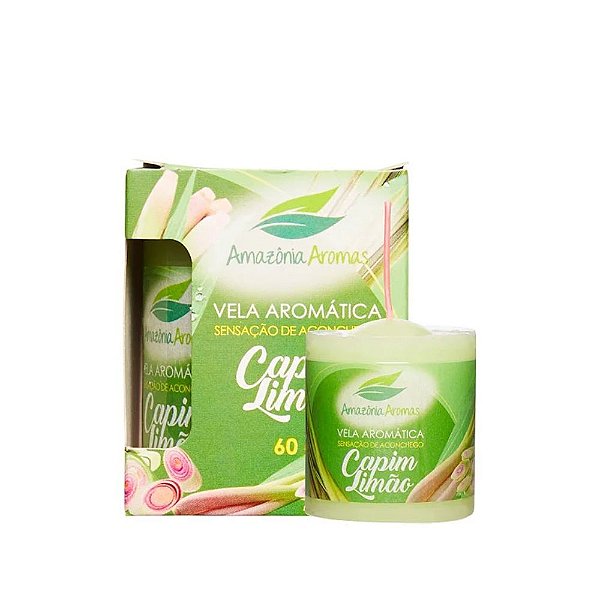 VELA PERFUMADA AMAZONIA AROMAS 60G CAPIM LIMAO - PC: 62002 /